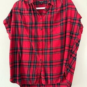 Madewell Oversized Red Plaid Button-Up Shirt